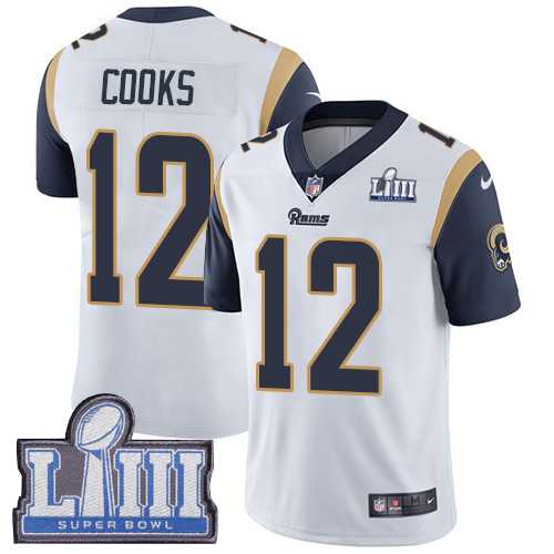 Nike Rams 12 Brandin Cooks White 2019 Super Bowl LIII Vapor Untouchable Limited Jersey,We sell and wholesale Nike Rams 12 Brandin Cooks White 2019 Super Bowl LIII Vapor Untouchable Limited Jersey on line form chian!